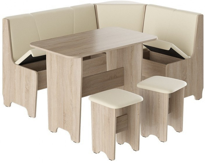 Техас Кухонный уголок Исп.1 (Дуб Сонома трюфель/Экокожа коричневая)