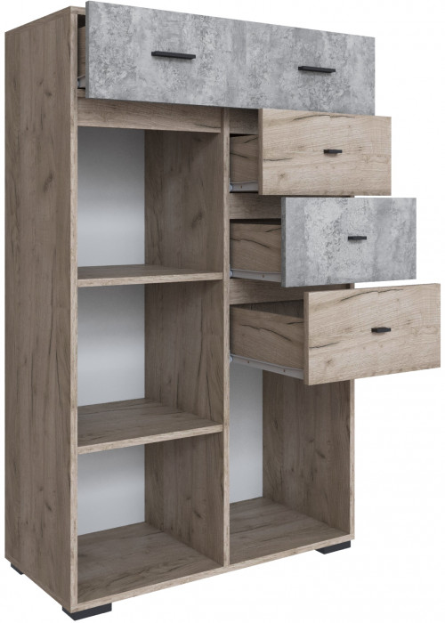 Комод Дублин, Дуб крафт золотой/Цемент