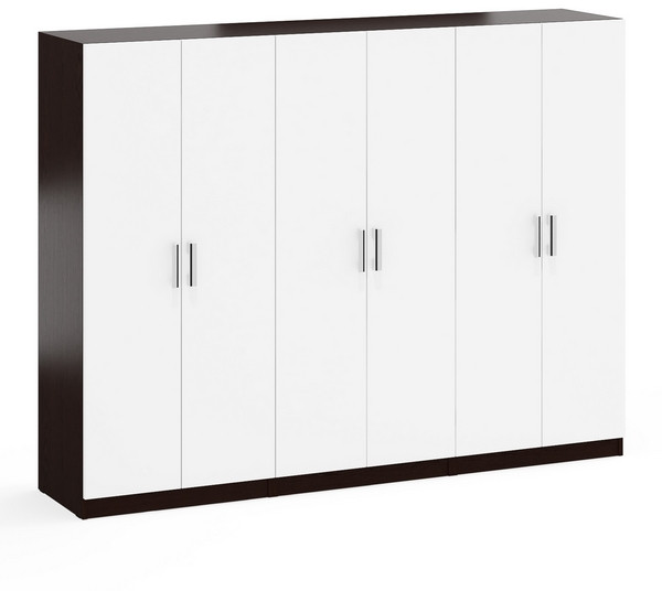 Три Шкафа С-МД-СК9Ш к компьютерному столу С-МД-СК9, цвет венге/белый шагрень, ШхГхВ 210х45х160 см.