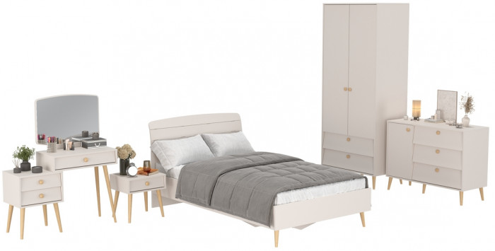 Афина Спальня 24-1200, цвет кашемир серый, сп.м. 1200х2000 мм., б/м, основание есть - фанера