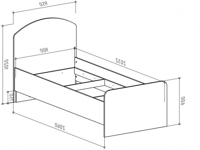 Бруно Кровать односпальная 900 Дуб Вотан / Серый графит