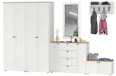 Остин Прихожая 54, белый шагрень/дуб крафт золотой