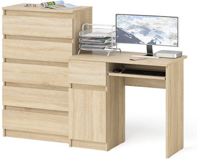 Мори компьютерный стол МС-1 левый + Комод МК700.5, дуб сонома