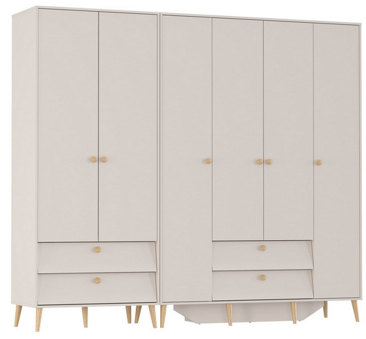 Афина Спальня Шкаф 4-х дверный + Шкаф 2-х дверный, кашемир серый