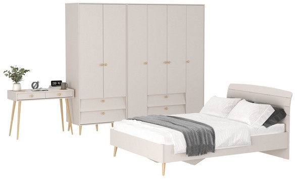 Афина Спальня 21-1400, цвет кашемир серый, сп.м. 1400х2000 мм., б/м, основание есть - фанера