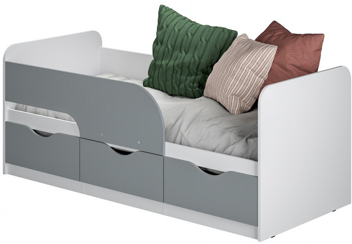 Кровать детская Стандарт КР-22 НЕВ, Белый, Серый