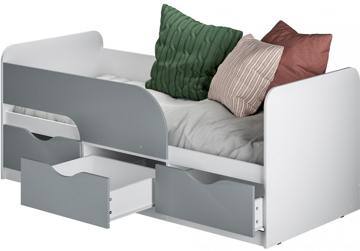 Кровать детская Стандарт КР-22 НЕВ, Белый, Серый