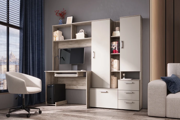 Стол компьютерный №6, Крафт серый/Кашемир