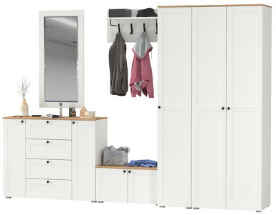 Остин Прихожая 55, белый шагрень/дуб крафт золотой