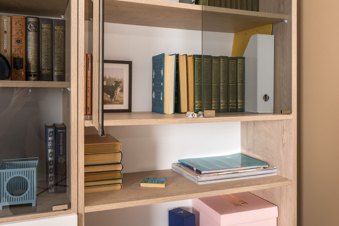 Бостон 13.156 Шкаф, дуб эндгрейн элегантный/фасады МДФ милк рикамо софт