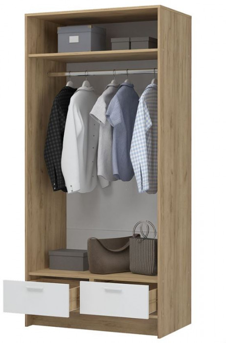 ИРИС ШК-02 Шкаф 2-х ств (935х2000х550) дуб крафт золото/белый