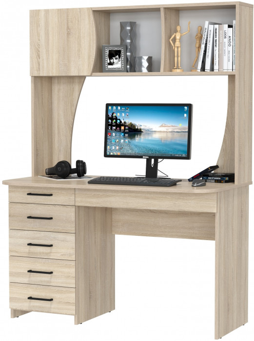 Стол рабочий 6-0606дубсон Сигма, цвет дуб сонома, ШхГхВ 120,5х60,5х166 см., НЕ универсальная сборка