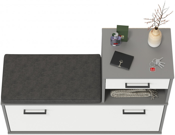 Лира ГК 2-0714граф/бел Тумба под обувь, графит/белый