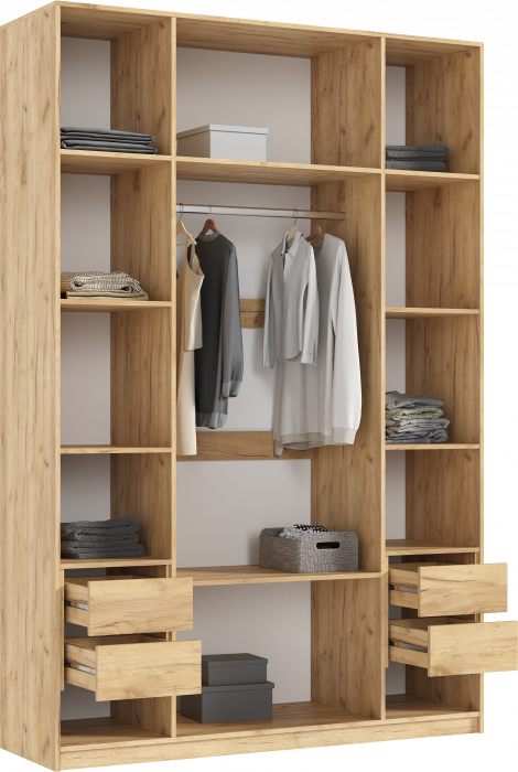 Марвэл Шкаф 4-х створчатый 1600, Браш Вайт, Дуб Крафт