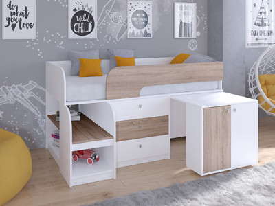 Кровать чердак Астра 9 V7 Белый/Сонома