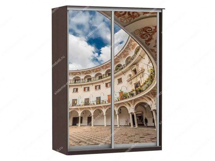 Шкаф купе Модерн 1490х600 2-х дверный 2-х секционный фотопечать №2 венге