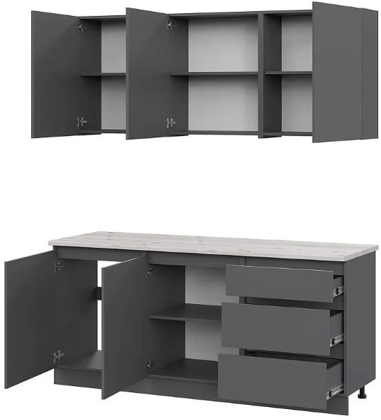 кухня Айден 1,8 серый графит/серый графит