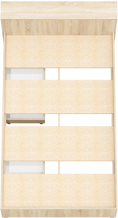 Ксения Кровать с ящиками 1200, цвет дуб сонома/белый, ШхГхВ 126,4х221,6х72 см., сп.м. 1200х2000 мм., без матраса, основание есть, ун. сб.