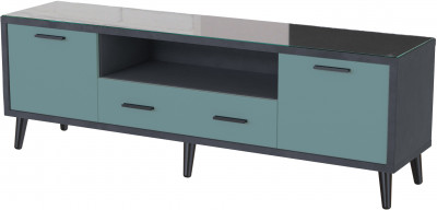 Тумба ТВ интерьерная 1,6 Ланс серый/мдф бриз