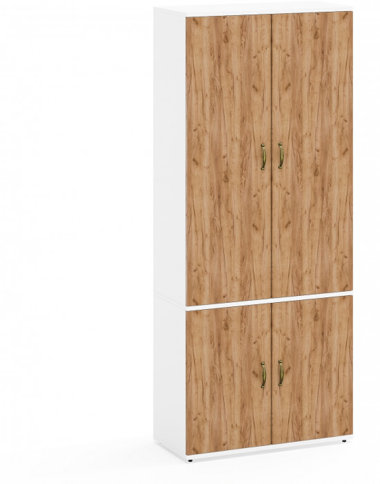 Лидер-8 Модуль Шкаф МД 20Б, белый шагрень/крафт золото