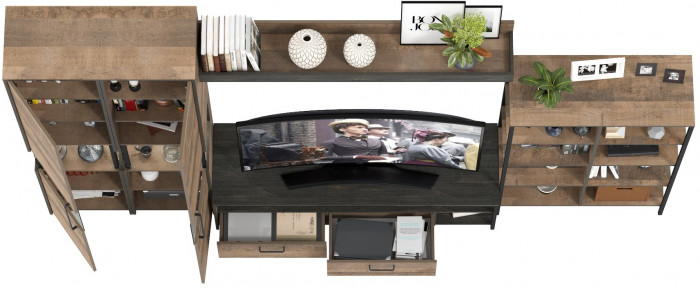 Трувор Гостиная 029, цвет дуб гранж песочный/интра, ШхГхВ 329,4х45,4х210 см., универсальная сборка