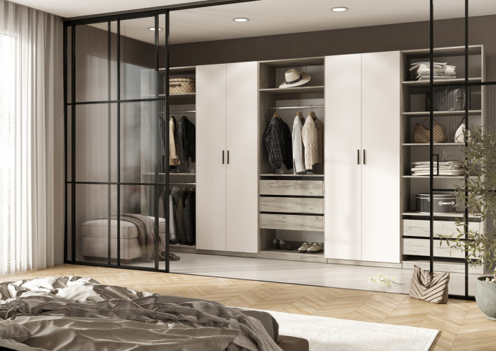 Гардеробная Ларго, вариант №4, Крафт серый/Кашемир