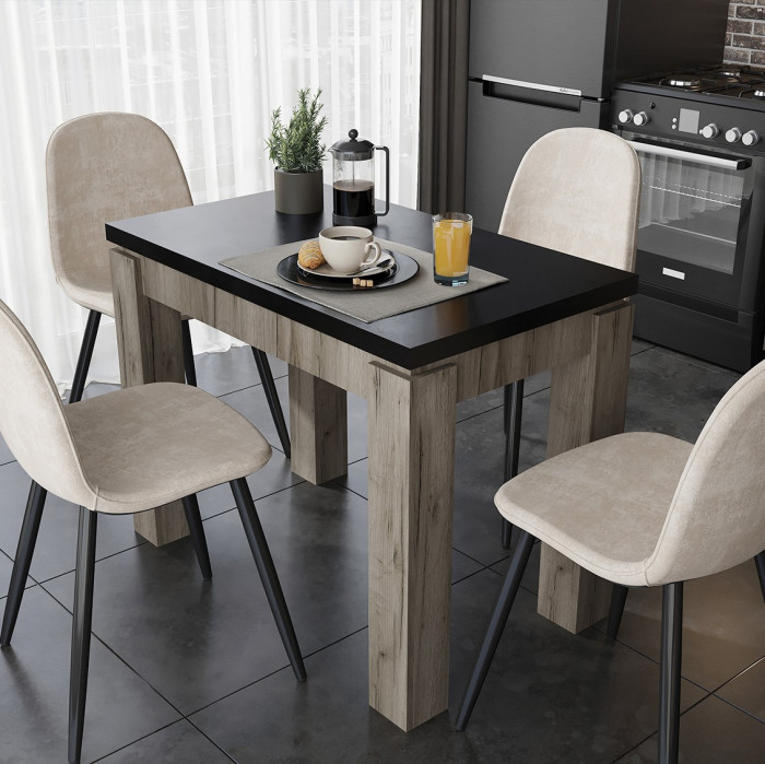 Стол Эдинбург дуб крафт серый/черный матовый