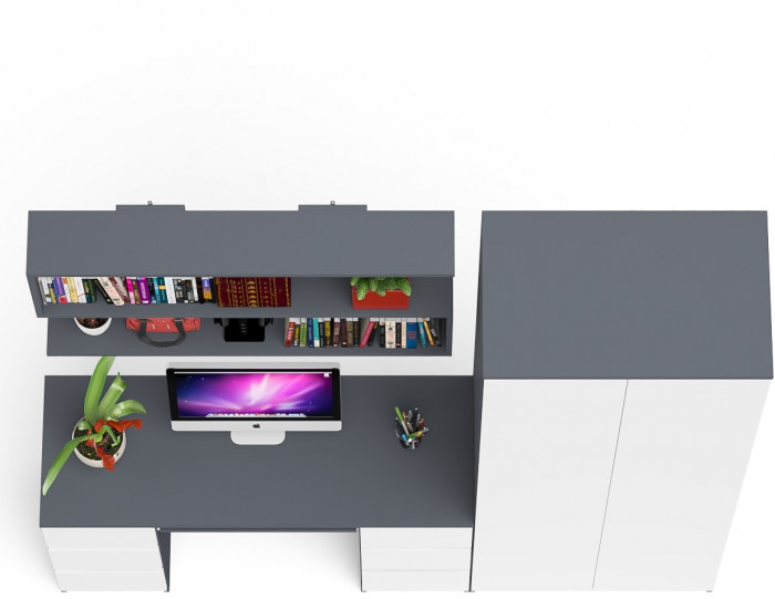 Мори компьютерный стол МС-2 + Шкаф МШ800.1 + Полка 1200, графит/белый