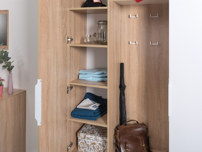 Куба Прихожая 14, цвет дуб сонома/белый премиум, ШхГхВ 126,4х38,3х210,6 см., универсальная сборка