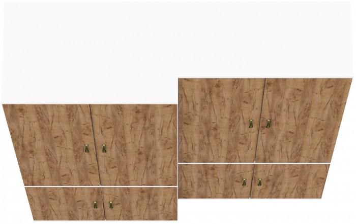 Лидер-8 Модуль Шкаф МД 19Б + Шкаф МД 20Б, цвет белый шагрень/крафт золото, ШхГхВ 160х50,3х190 см., НЕ универсальная сборка