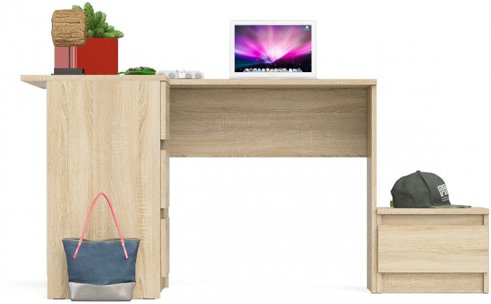 Мори компьютерный стол МС-16 левый + Тумба ТМП400.1, дуб сонома