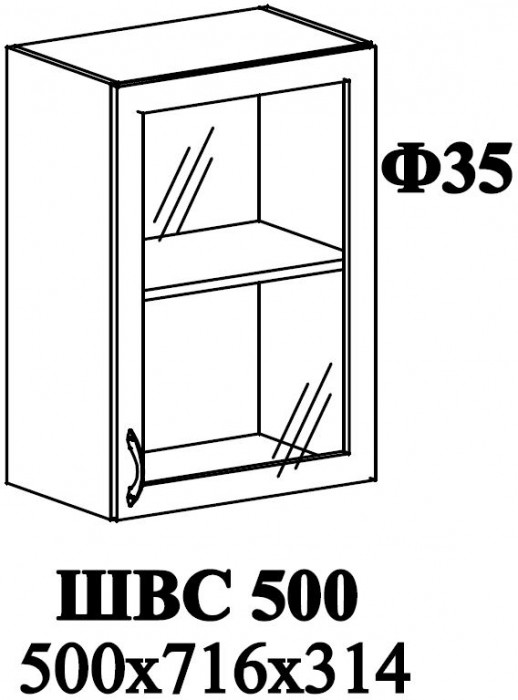 Ф-35 Альфа (ШВС 500) МДФ холст белый