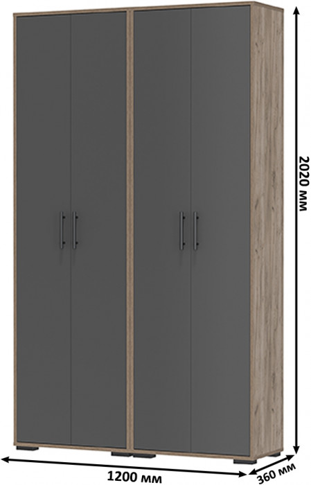 Два шкафа для одежды Домино 2-3430дкт/граф цвет дуб крафт табачный/графит