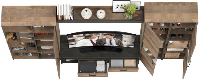 Трувор Гостиная 033, цвет дуб гранж песочный/интра, ШхГхВ 332,4х45,4х210 см., универсальная сборка