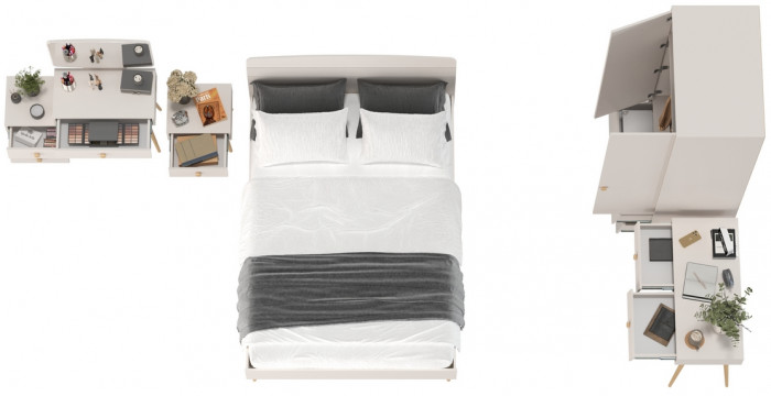 Афина Спальня 27-1400, цвет кашемир серый, сп.м. 1400х2000 мм., б/м, основание есть - фанера