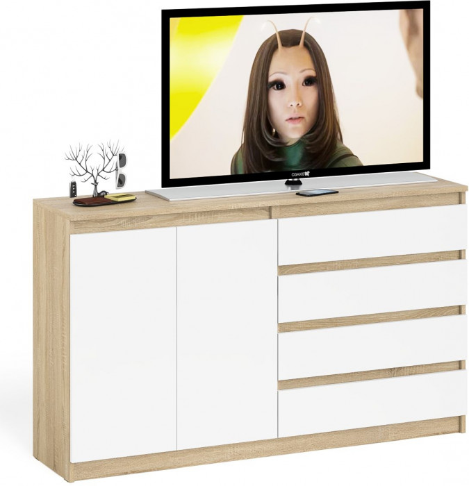 Мори Комод МК1600.1, цвет дуб сонома/белый, ШхГхВ 160,4х41х94 см., НЕ универсальная сборка