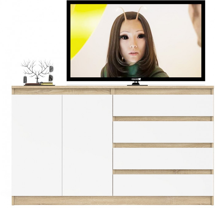 Мори Комод МК1600.1, цвет дуб сонома/белый, ШхГхВ 160,4х41х94 см., НЕ универсальная сборка