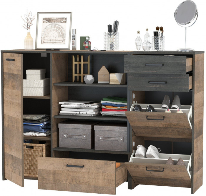 Трувор 13.241.06 Тумба для обуви + 13.307.01 Комод, дуб гранж песочный/интра