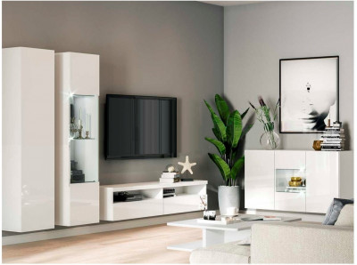 Гостиная Флорис, вариант №6 (Белый глянец, Белый)