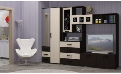 Модульная гостиная Нота-11 ЛДСП, композиция 2 (Венге / Ясень шимо светлый)