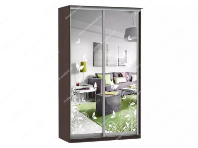 Шкаф купе Модерн 1190х450 2-х дверный зеркальный с пескоструем №4 венге