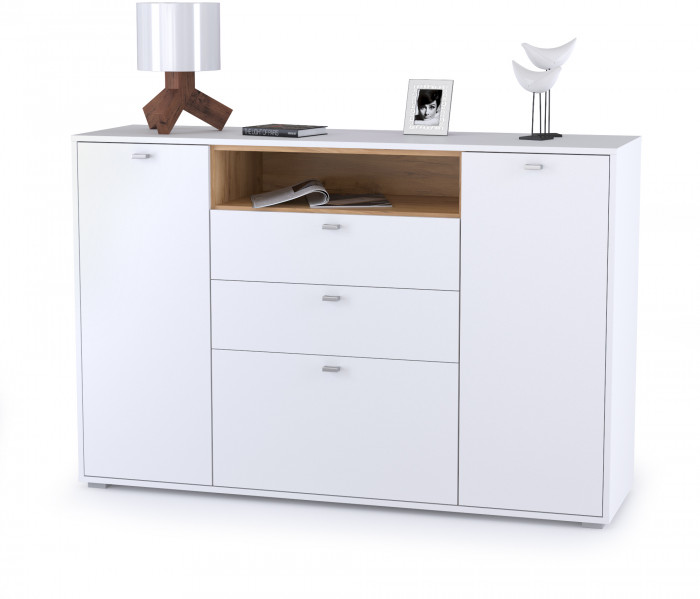 Бэль 10.95 Комод, цвет дуб крафт золотой/белый премиум, ШхГхВ 149,2х43х99,4 см.