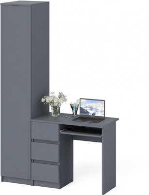 Мори Стол компьютерный МС-6 левый + Пенал МШ400.1, цвет графит, ШхГхВ 130,4х50,4х209,6 см., выдвижные ящики слева, НЕ универсальная сборка