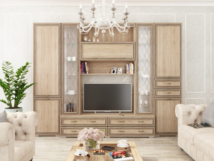 Модульная гостиная Ливорно, набор 4, Дуб сонома