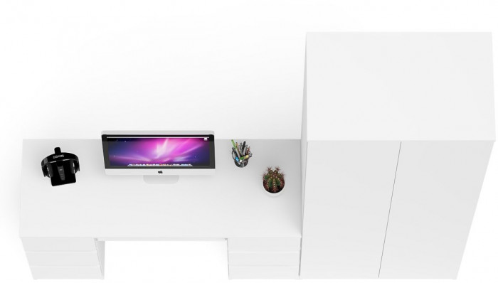 Мори компьютерный стол МС-2 + Шкаф МШ800.1, белый