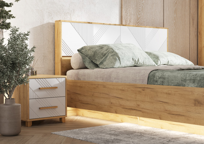 Спальня Ирис, композиция 2, браш вайт/дуб крафт