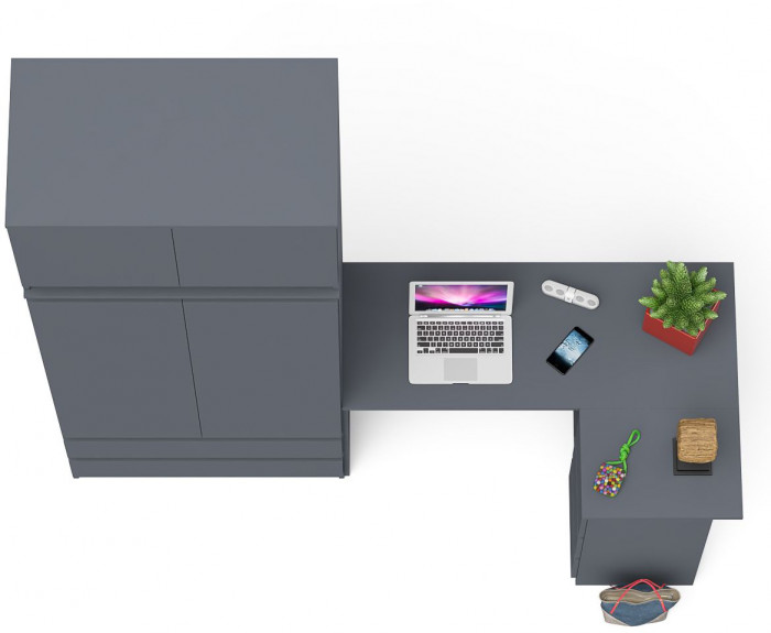 Мори компьютерный стол МС-16 правый + Шкаф МШ900.1 + Антресоль МА900.1, графит
