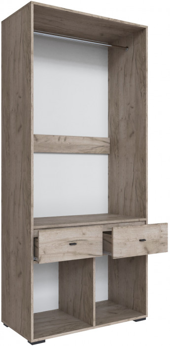 Шкаф 2-х створчатый Дублин, Дуб крафт золотой/Цемент