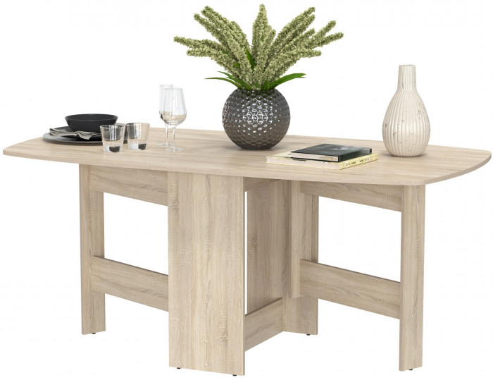 Стол-книжка раскладной 1-65М1дубсон, цвет дуб сонома, ШхГхВ 170х90х74 см., 30х90х74 см. сложенный