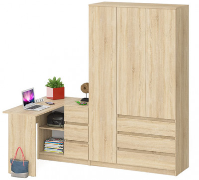 Мори Стол компьютерный МС-16 правый + Шкаф МШ1200.1, цвет дуб сонома, ШхГхВ 244,8х84,9х209,6 см., выдвижные ящики справа, НЕ универсальная сборка